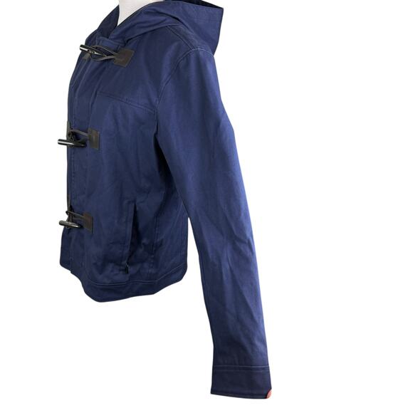 Michael Kors Men's Navy Hooded Toggle Zipper Snap 100% Cotton Jacket Coat - Picture 12 of 16